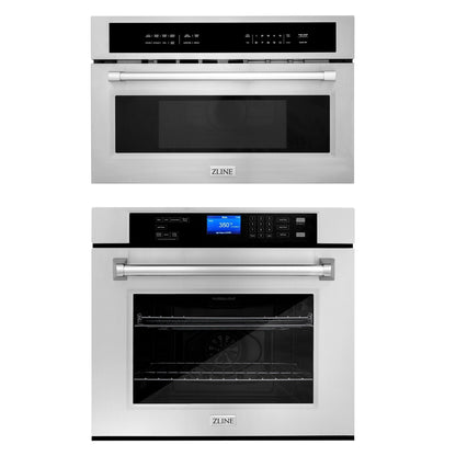 ZLINE Stainless Steel Built-in Convection Microwave Oven and 30" Single Wall Oven - Self Clean