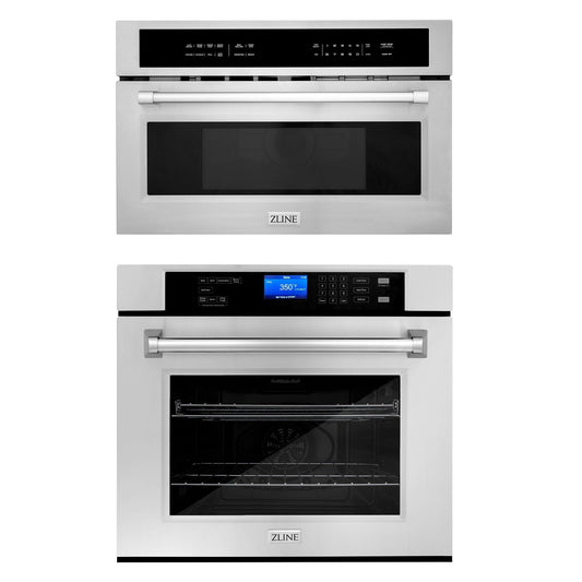 ZLINE Stainless Steel Built-in Convection Microwave Oven and 30" Single Wall Oven - Self Clean