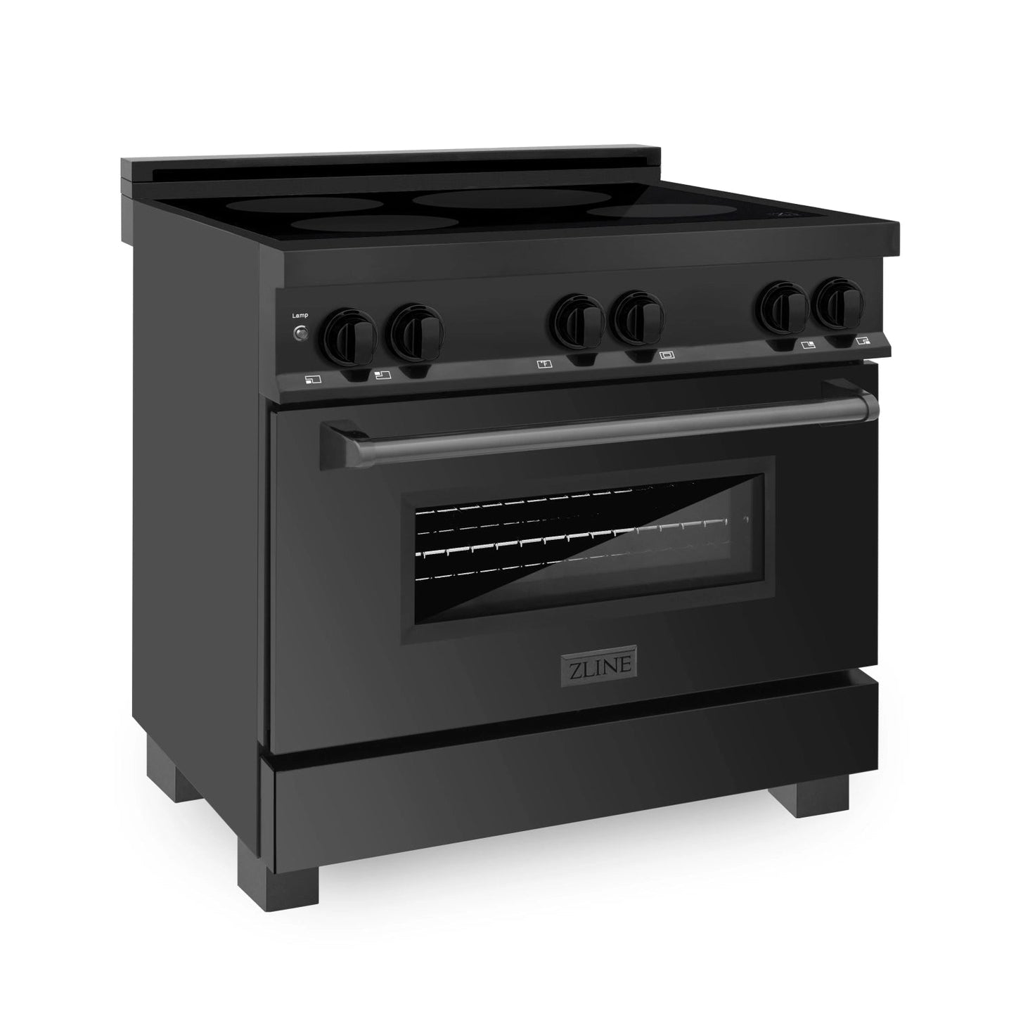 ZLINE 36" Electric Oven and 4-Element Induction Range - Sleek Black Stainless Steel