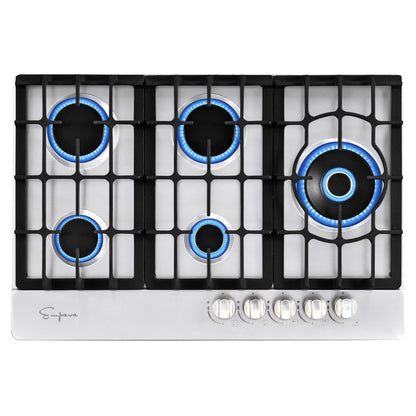 Empava 30" Built-in Gas Stove Cooktop - Main Side Burner Design