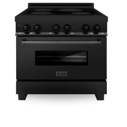 ZLINE 36" Electric Oven and 4-Element Induction Range - Sleek Black Stainless Steel