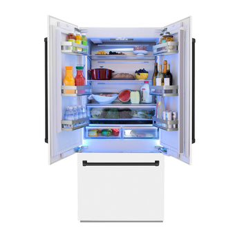 ZLINE Autograph Edition 36" Built-in Refrigerator - White with Matte Black Accents