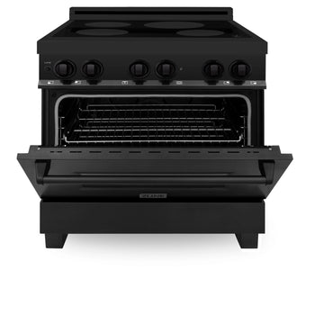 ZLINE 36" Electric Oven and 4-Element Induction Range - Sleek Black Stainless Steel