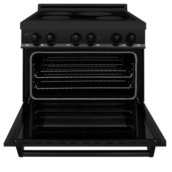 ZLINE 36" Electric Oven and 4-Element Induction Range - Sleek Black Stainless Steel
