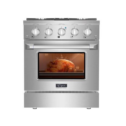 Empava 30" Pro Style Slide-In Single Oven Gas Range - 4 Burners