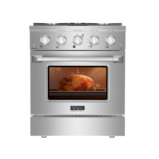 Empava 30" Pro Style Slide-In Single Oven Gas Range - 4 Burners