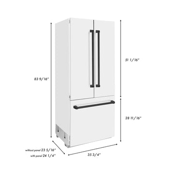 ZLINE Autograph Edition 36" Built-in Refrigerator - White with Matte Black Accents