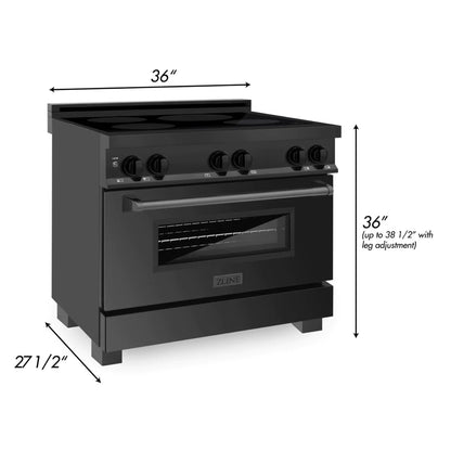 ZLINE 36" Electric Oven and 4-Element Induction Range - Sleek Black Stainless Steel