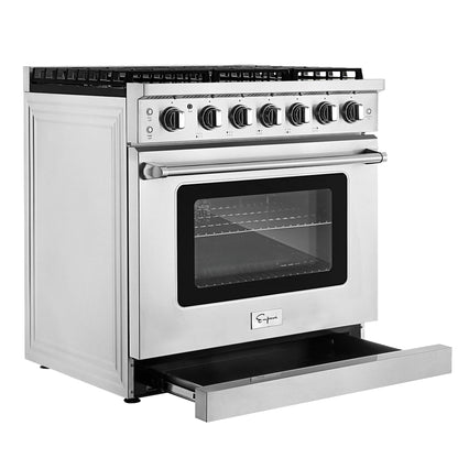 Empava 36 in. Pro Style Slide-in Single Oven Gas Range - Design B