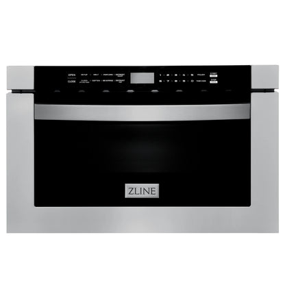 ZLINE 36" Stainless Steel Kitchen Package with Dual Fuel Range, Range Hood, Microwave Drawer, and Tall Tub Dishwasher
