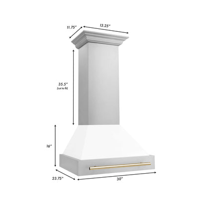 ZLINE 30" Autograph Edition Range Hood - Stainless Steel Shell and Matte White Accents