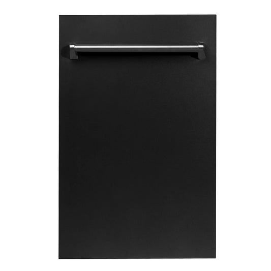 ZLINE 18" Compact Top Control Dishwasher - Matte Black Panel, Traditional Handle