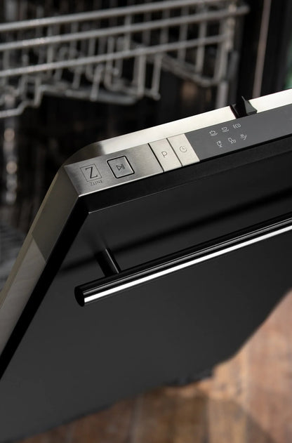 ZLINE 18" Compact Top Control Dishwasher - Matte Black Panel, Modern Handle