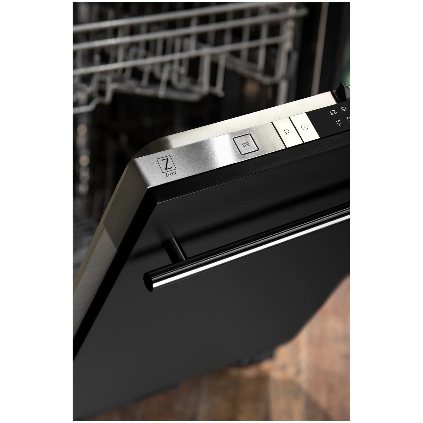 ZLINE 24" Compact Top Control Dishwasher - Matte Black Panel, Modern Handle