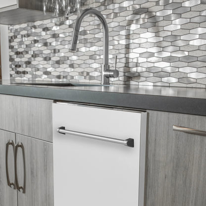 ZLINE 24" Compact Top Control Dishwasher - Matte White Panel, Traditional Handle