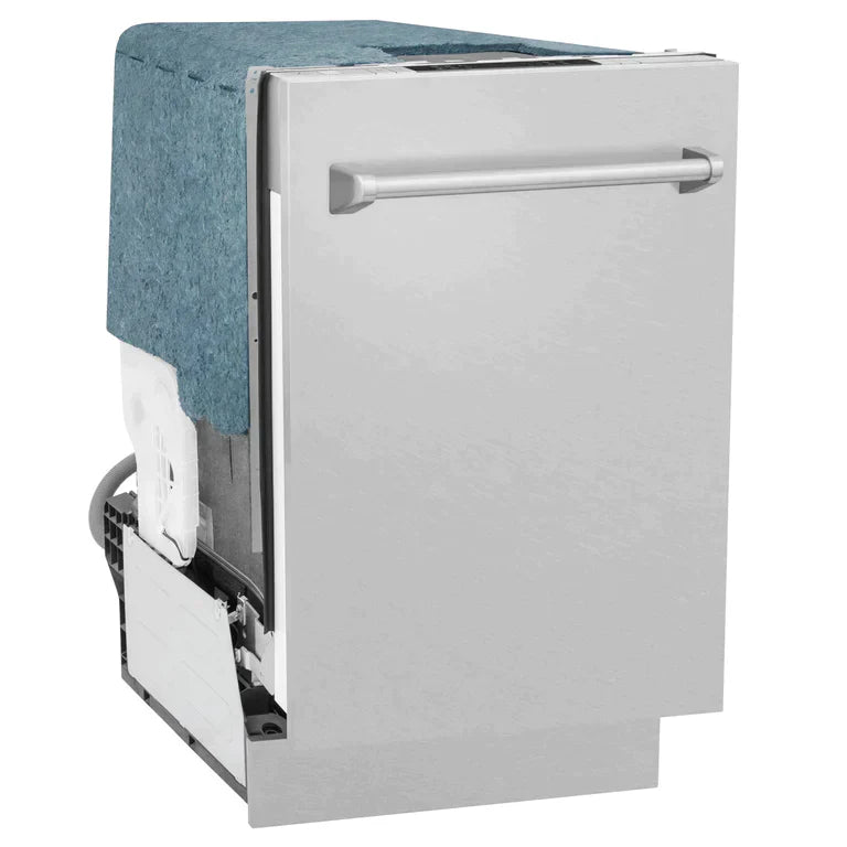 ZLINE 18" Compact Top Control Dishwasher - Fingerprint Resistant DuraSnow® Finished Stainless Steel Panel, Traditional Handle