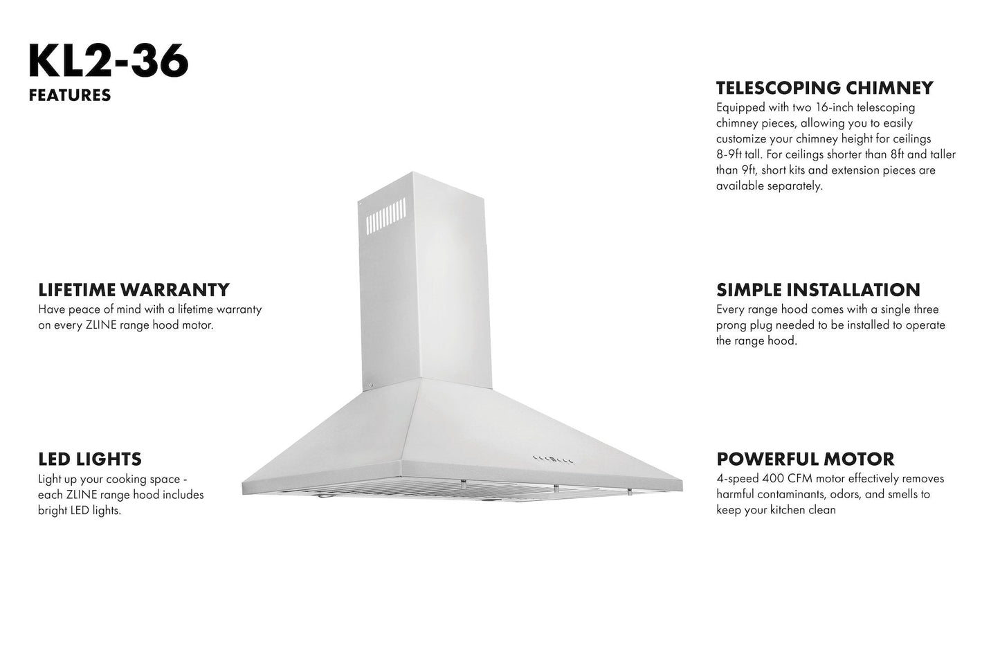 ZLINE Convertible Vent Wall Mount Range Hood - Stainless Steel