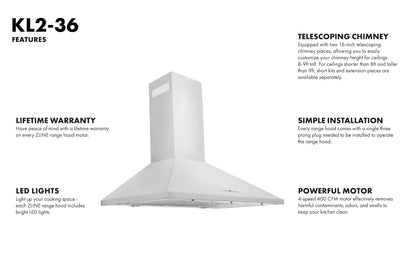 ZLINE Convertible Vent Wall Mount Range Hood - Stainless Steel