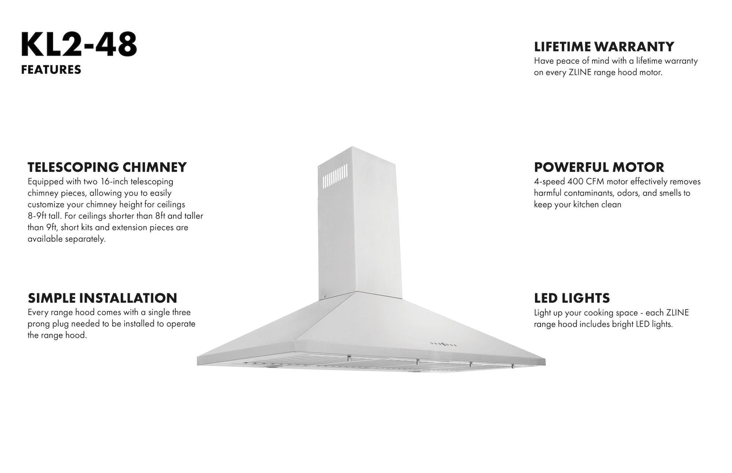 ZLINE Convertible Vent Wall Mount Range Hood - Stainless Steel