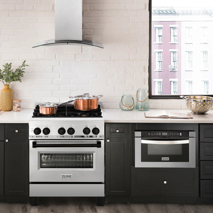 ZLINE Autograph Edition 30" Dual Fuel Range - Gas Stove and Electric Oven, Stainless Steel with Matte Black Accents