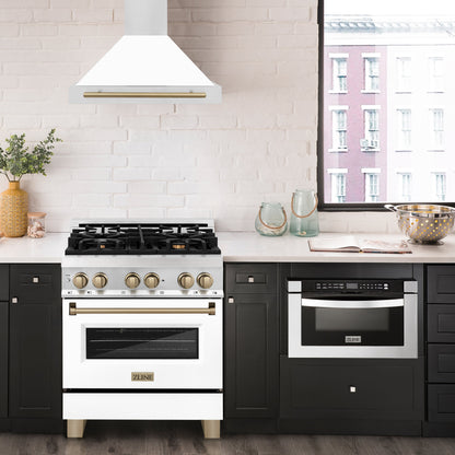 ZLINE 30" Autograph Edition Stainless Steel Range Hood - Matte White Shell & Accents