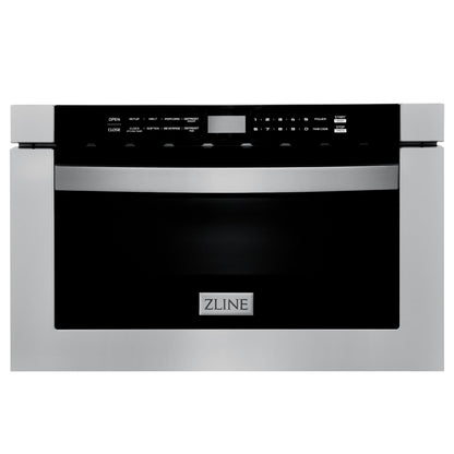 ZLINE 4-Appliance 36" Kitchen Package with Stainless Steel Dual Fuel Range, Range Hood, Microwave Drawer, and Classic Dishwasher