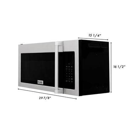 ZLINE 30 in. Over-the-Range Convection Microwave Oven - Recirculating, Traditional Handle, Charcoal Filters - DuraSnow Stainless Steel