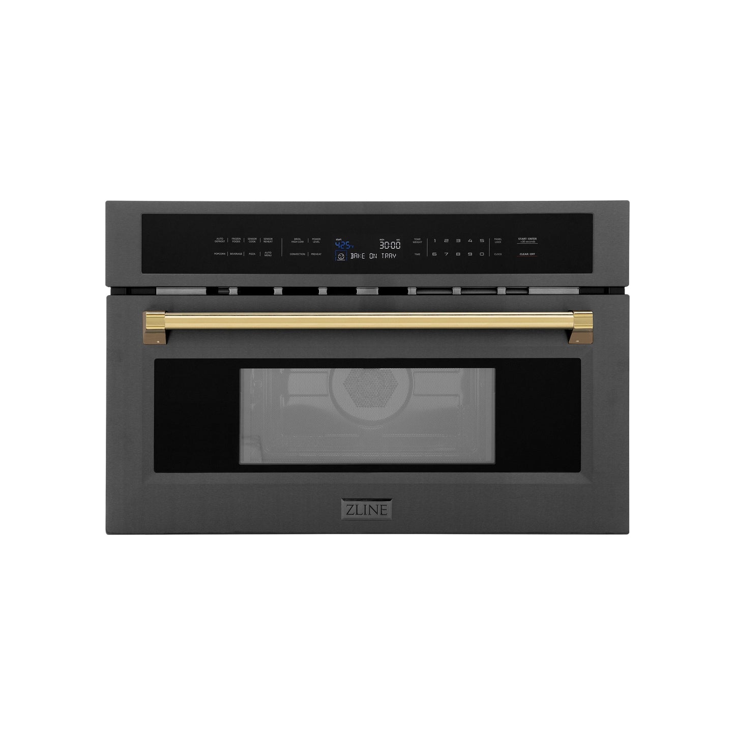 ZLINE Autograph Edition 30" Built-in Convection Microwave Oven - Black Stainless Steel with Accents