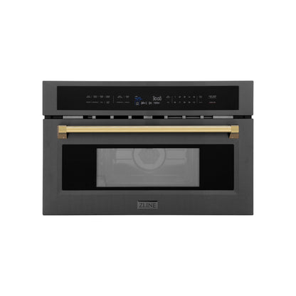 ZLINE Autograph Edition 30" Built-in Convection Microwave Oven - Black Stainless Steel with Accents