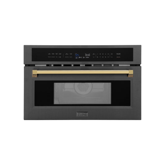 ZLINE Autograph Edition 30" Built-in Convection Microwave Oven - Black Stainless Steel with Accents