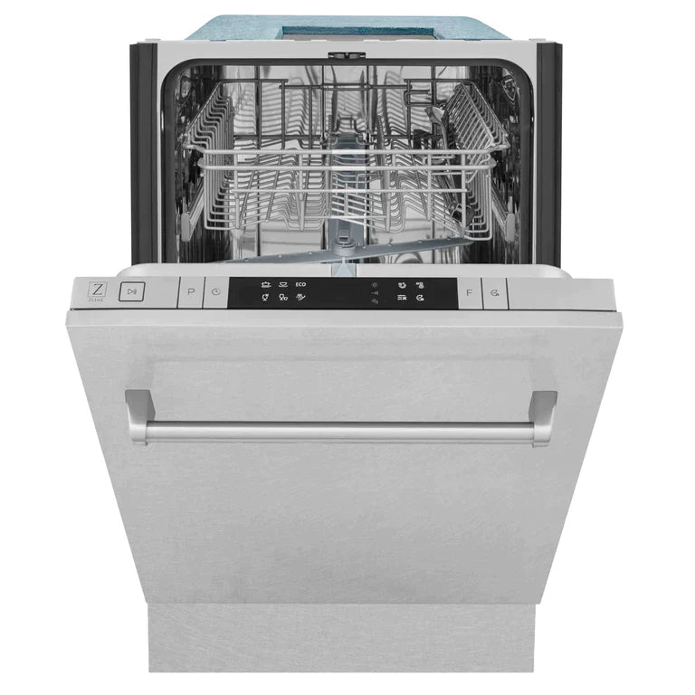 ZLINE 18" Compact Top Control Dishwasher - Fingerprint Resistant DuraSnow® Finished Stainless Steel Panel, Traditional Handle