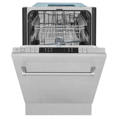 ZLINE 18" Compact Top Control Dishwasher - Fingerprint Resistant DuraSnow® Finished Stainless Steel Panel, Traditional Handle