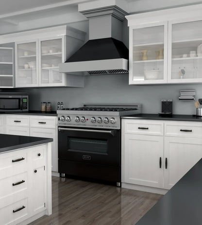 ZLINE 36" Professional Dual Fuel Range - Fingerprint Resistant with Matte Black Door