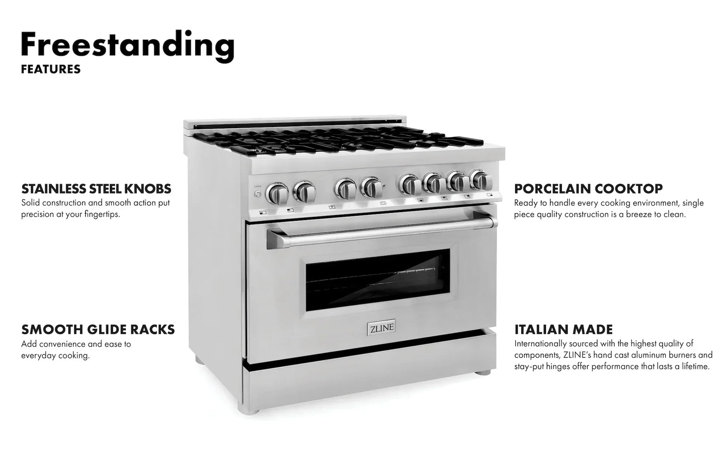 ZLINE 48" Dual Fuel Range - Stainless Steel with White Matte Door, Gas Stove, and Electric Oven