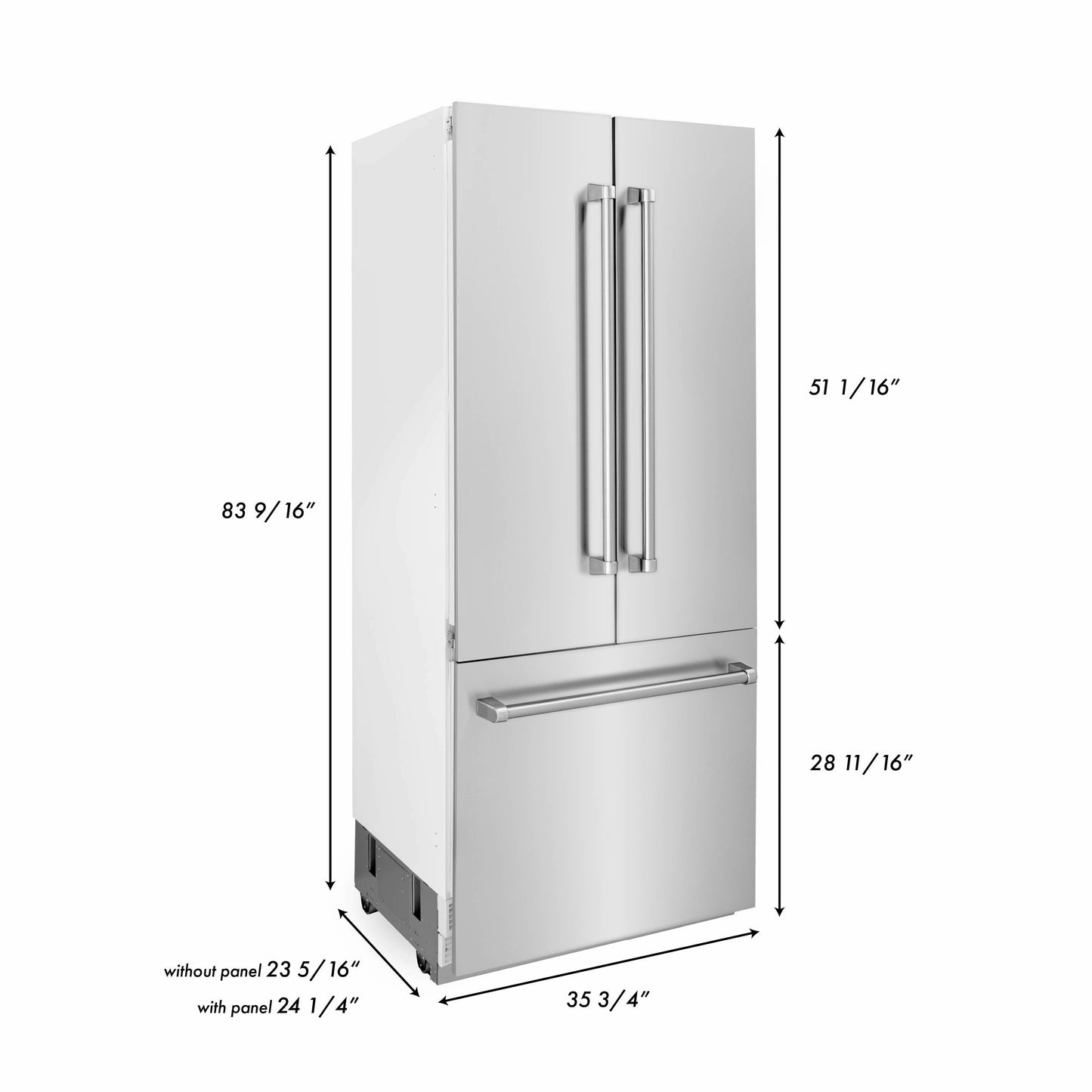 ZLINE 36" Built-In 3-Door French Door Refrigerator - Stainless Steel with Internal Water and Ice Dispenser