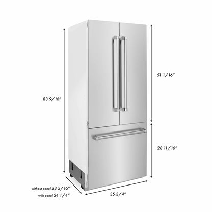 ZLINE 36" Built-In 3-Door French Door Refrigerator - Stainless Steel with Internal Water and Ice Dispenser