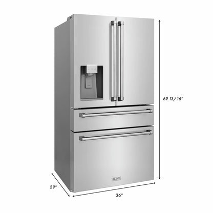 ZLINE 36" Freestanding French Door Refrigerator with External Water and Ice Dispenser - Fingerprint Resistant with Color Options