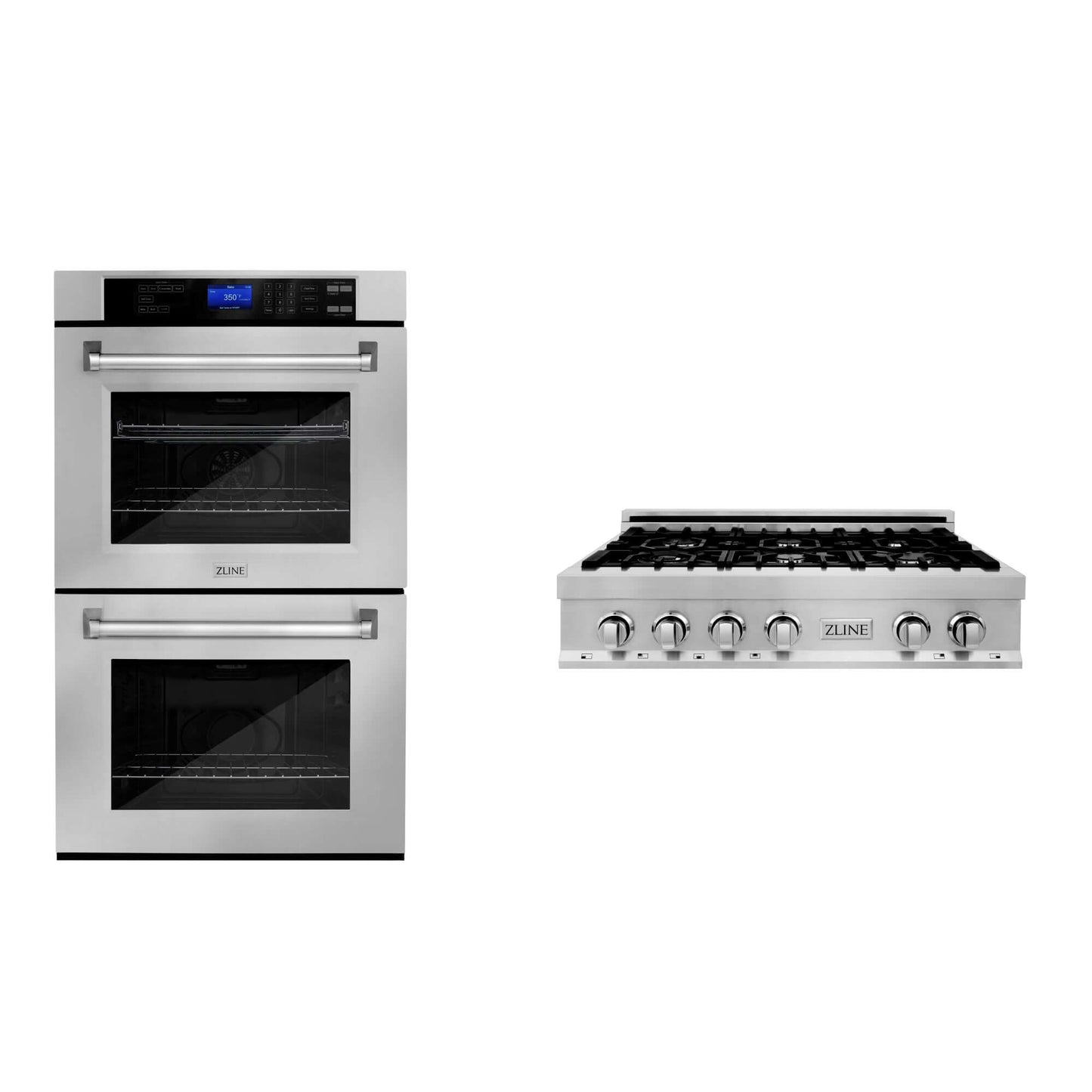 ZLINE 2-Appliance Kitchen Package with 36" Stainless Steel Rangetop and 30" Double Wall Oven