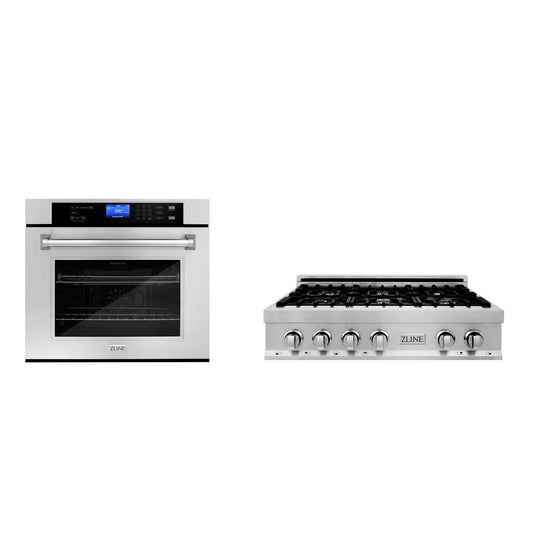 ZLINE 2-Appliance Kitchen Package with 36" Stainless Steel Rangetop and 30" Single Wall Oven