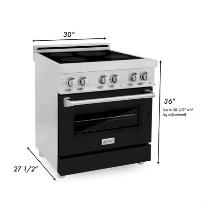 ZLINE 30" 4-Element Induction Range with Electric Oven - Stainless Steel with Black Matte Door