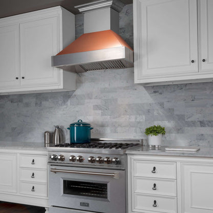 Ducted Fingerprint Resistant Stainless Steel Range Hood - Copper Shell