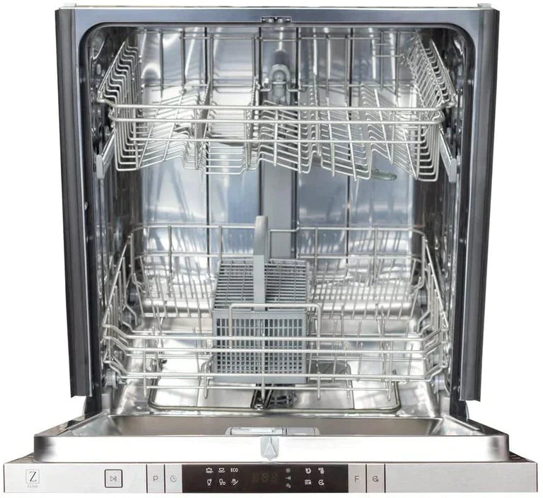 ZLINE 24" Compact Top Control Dishwasher - DuraSnow Steel Panel, Traditional Handle