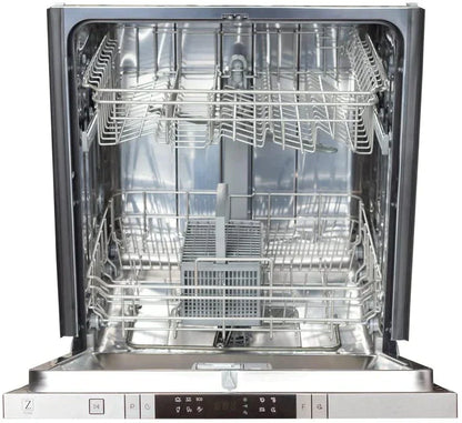 ZLINE 24" Compact Top Control Dishwasher - DuraSnow Steel Panel, Traditional Handle