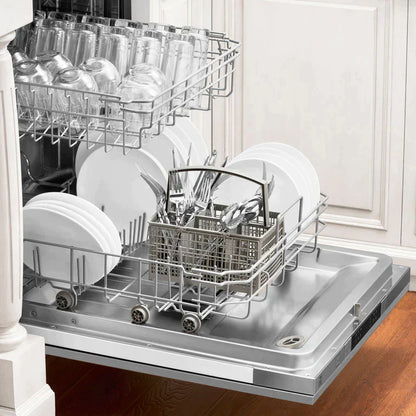 ZLINE 18" Compact Top Control Dishwasher - Fingerprint Resistant DuraSnow® Finished Stainless Steel Panel, Traditional Handle