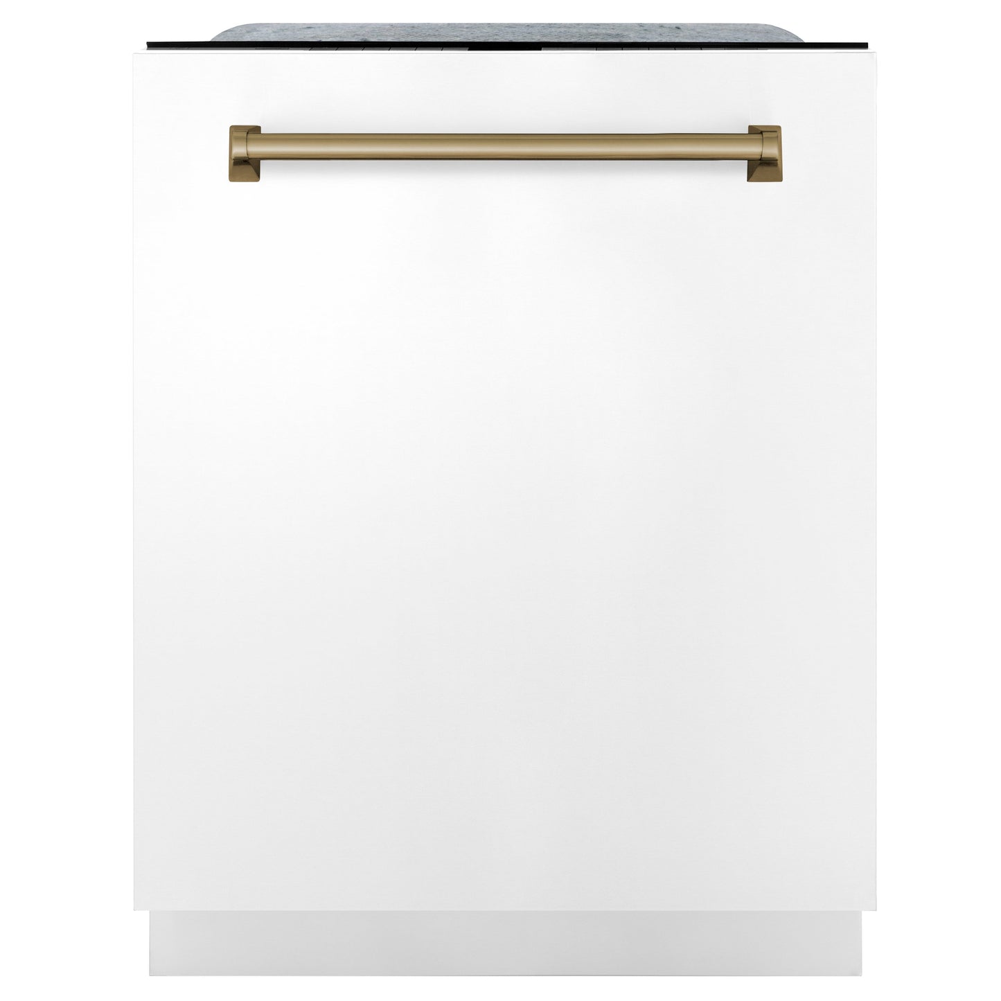 ZLINE 3-Appliance 48" Autograph Edition Kitchen Package with Stainless Steel Dual Fuel Range with White Matte Door, Range Hood, and Dishwasher with Champagne Bronze Accents