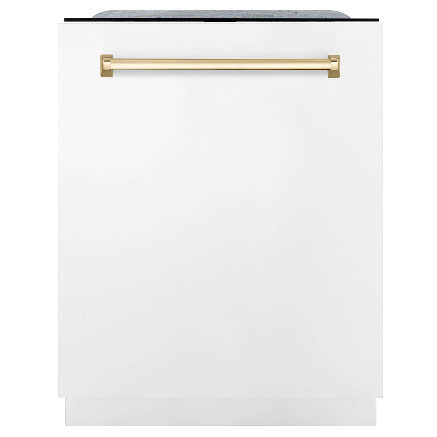 ZLINE 3-Appliance 30" Autograph Edition Kitchen Package with Stainless Steel Dual Fuel Range with Matte White Door, Range Hood, and Dishwasher with Polished Gold Accents