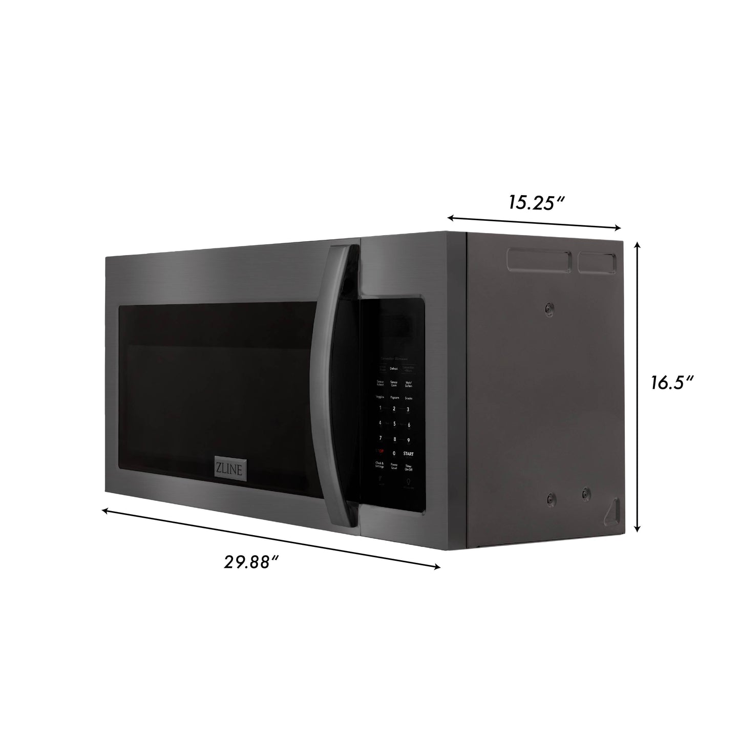ZLINE 30" Over-the-Range Convection Microwave Oven - Recirculating, Charcoal Filters - Black Stainless Steel