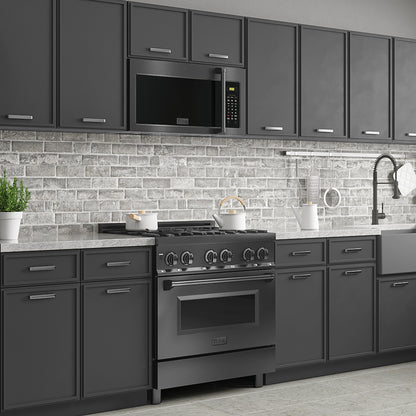 ZLINE 30 in. Over-the-Range Convection Microwave Oven - Recirculating, Traditional Handle, Charcoal Filters - Black Stainless Steel