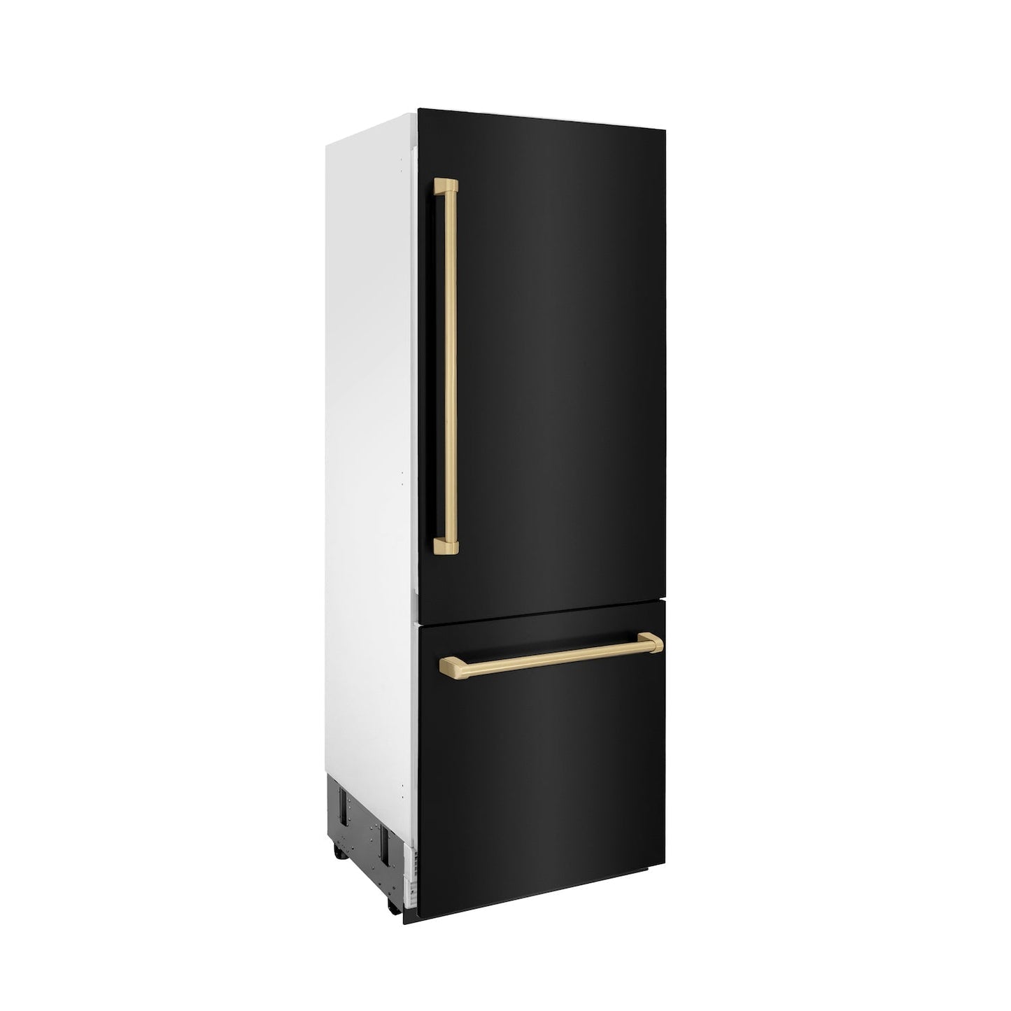 ZLINE 30" Autograph Edition Built-in 2-Door Bottom Freezer Refrigerator - Black Stainless Steel with Champagne Bronze Accents, Internal Water and Ice Dispenser