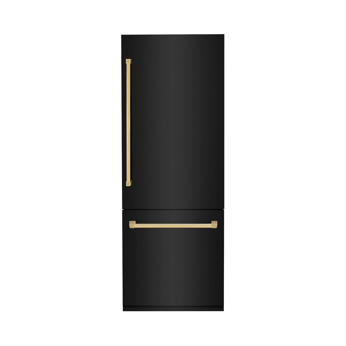 ZLINE 30" Autograph Edition Built-in 2-Door Bottom Freezer Refrigerator - Black Stainless Steel with Polished Gold Accents, Internal Water and Ice Dispenser